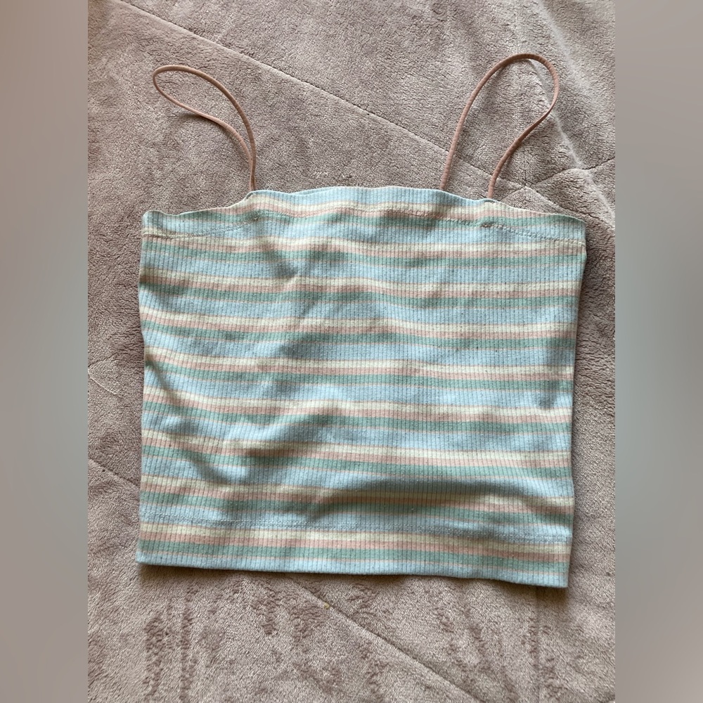 pastel-colored striped cropped tank